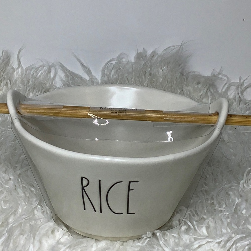 🆕 Rae Dunn RICE Ramen, Noodle, Pho bowl with chopsticks